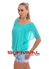 Scooped Neck Blouse Batwing Top